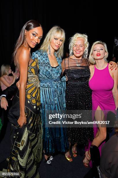 Karolina Kurkova, Jourdan Dunn, Ellen von Unwerth and Caroline Vreeland attend amfAR Gala Milano on September 21, 2017 in Milan, Italy.