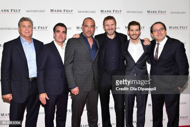 Tom Bernard, Brian d'Arcy James, Peter Landesman, Liam Neeson, Julian Morris, and Michael Barker attend the "Mark Felt: The Man Who Brought Down the...
