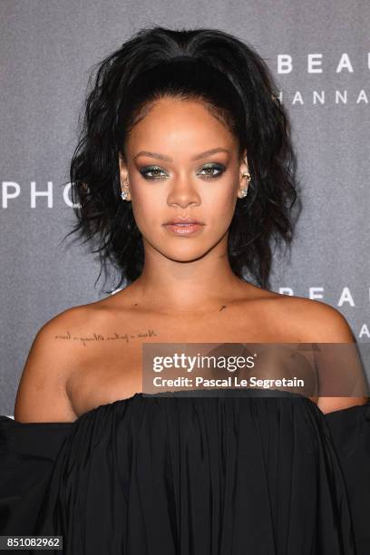 Rihanna attends the Fenty Beauty by Rihanna Paris launch party hosted by Sephora at Jardin des Tuileries on September 21, 2017 in Paris, France.