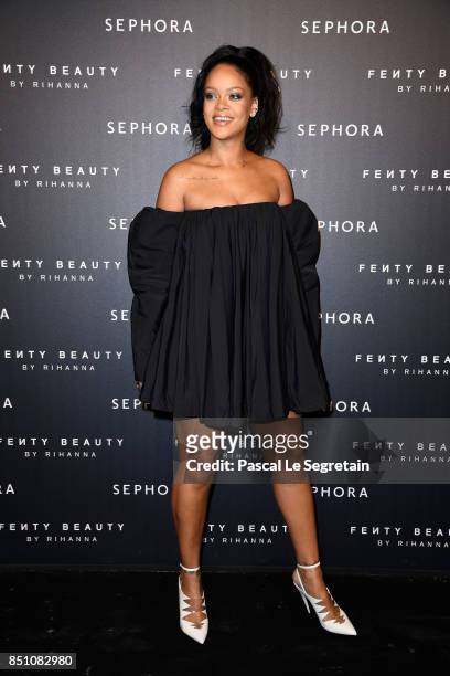 Rihanna attends the Fenty Beauty by Rihanna Paris launch party hosted by Sephora at Jardin des Tuileries on September 21, 2017 in Paris, France.