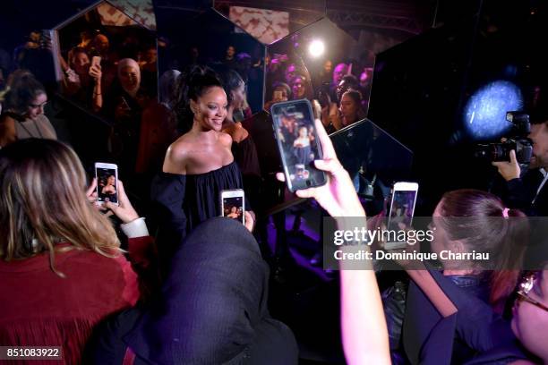 Rihanna attends the Fenty Beauty By Rihanna Paris Launch Party hosted by Sephora at Jardin des Tuileries on September 21, 2017 in Paris, France.