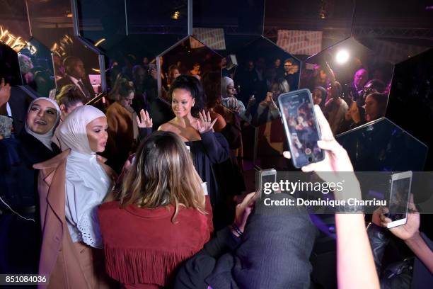 Rihanna attends the Fenty Beauty By Rihanna Paris Launch Party hosted by Sephora at Jardin des Tuileries on September 21, 2017 in Paris, France.