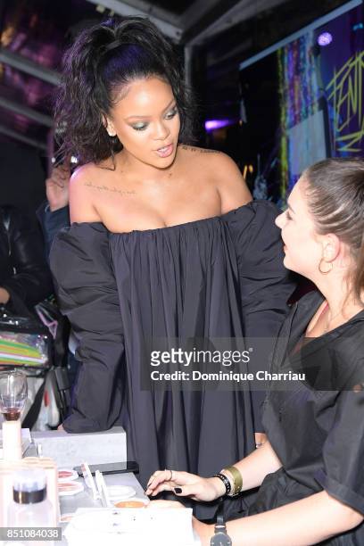 Rihanna attends the Fenty Beauty By Rihanna Paris Launch Party hosted by Sephora at Jardin des Tuileries on September 21, 2017 in Paris, France.