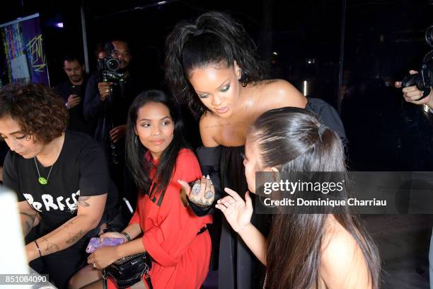 Rihanna attends the Fenty Beauty By Rihanna Paris Launch Party hosted by Sephora at Jardin des Tuileries on September 21, 2017 in Paris, France.