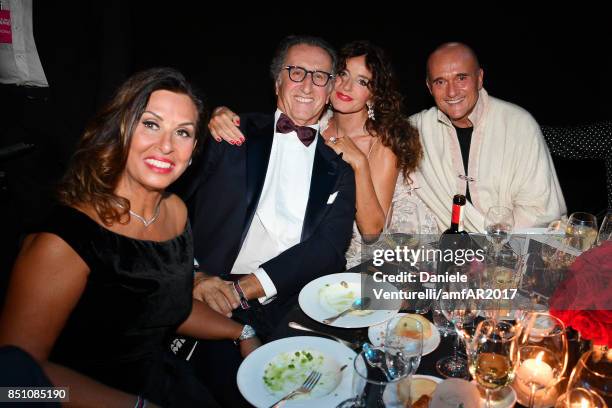 Alfonso Signorini and Gabriella Dompe attend amfAR Gala Milano on September 21, 2017 in Milan, Italy.