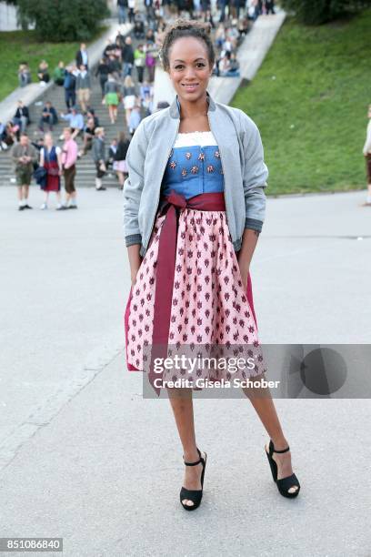 Milka Loff Fernandes at the "Madlwiesn" event during the Oktoberfest at Theresienwiese on September 21, 2017 in Munich, Germany.