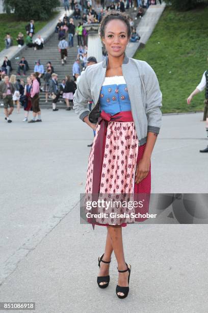 Milka Loff Fernandes at the "Madlwiesn" event during the Oktoberfest at Theresienwiese on September 21, 2017 in Munich, Germany.