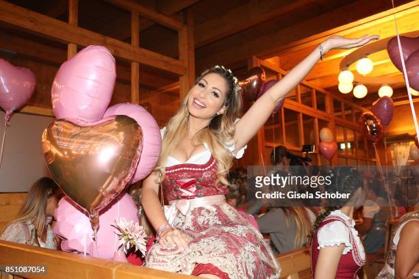 Blogger, influencer Caroline Einhoff at the "Madlwiesn" event during the Oktoberfest at Theresienwiese on September 21, 2017 in Munich, Germany.