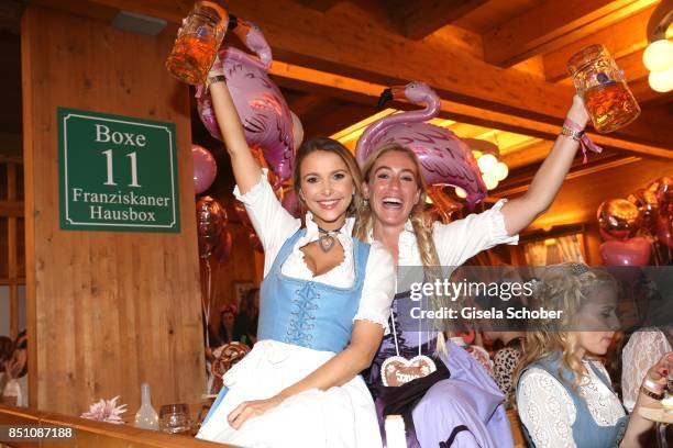 Blogger, influencer Sophie Hermann and Sonia Lyson at the "Madlwiesn" event during the Oktoberfest at Theresienwiese on September 21, 2017 in Munich,...