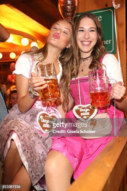 Cheyenne Ochsenknecht and Alana Siegel at the "Madlwiesn" event during the Oktoberfest at Theresienwiese on September 21, 2017 in Munich, Germany.