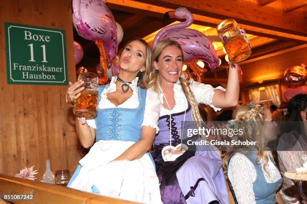 Blogger, influencer Sophie Hermann and Sonia Lyson at the "Madlwiesn" event during the Oktoberfest at Theresienwiese on September 21, 2017 in Munich,...