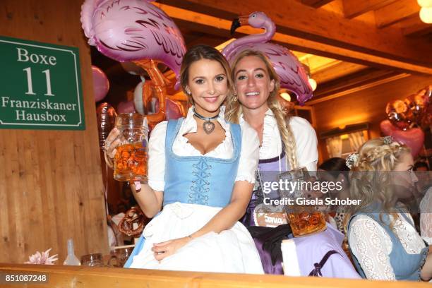 Blogger, influencer Sophie Hermann and Sonia Lyson at the "Madlwiesn" event during the Oktoberfest at Theresienwiese on September 21, 2017 in Munich,...