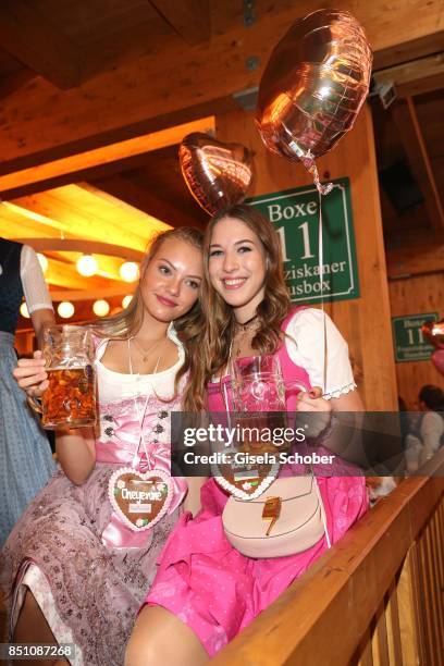 Cheyenne Ochsenknecht and Alana Siegel at the "Madlwiesn" event during the Oktoberfest at Theresienwiese on September 21, 2017 in Munich, Germany.