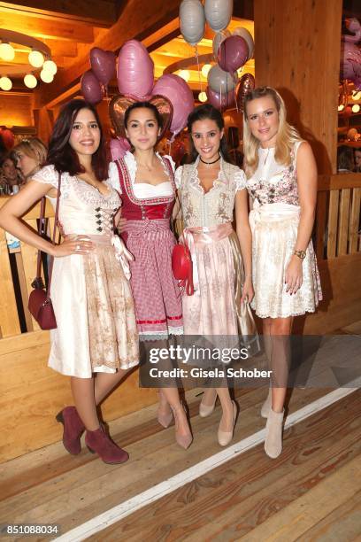 Yasmin Lord, blogger, influencer Rona Oezkan, Nadine Menz and Vanessa Meisinger at the "Madlwiesn" event during the Oktoberfest at Theresienwiese on...