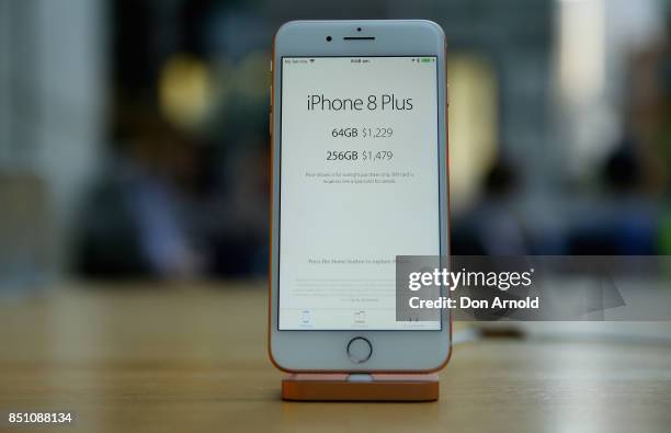 Product is displayed during the release of the iPhone 8 and 8 Plus at Apple Store on September 22, 2017 in Sydney, Australia. Apple's latest iPhone...