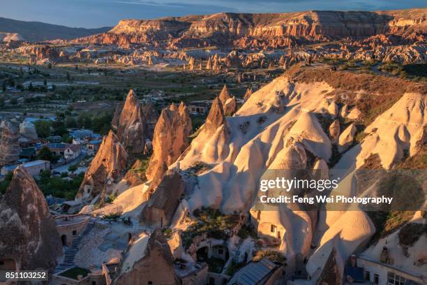 sunset landscape,  goreme, nevsehir province, cappadocia region, central anatolia, turkey - rock hoodoo stock pictures, royalty-free photos & images