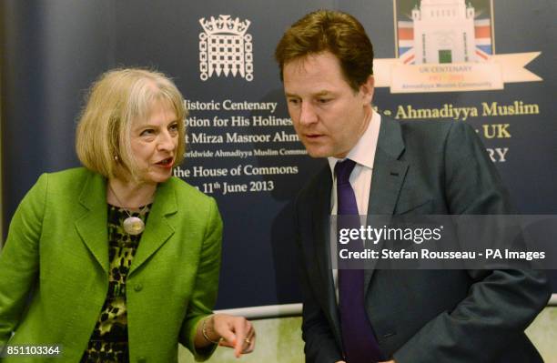 Home Secretary Theresa May and Deputy Prime Minister Nick Clegg attend a lunch hosted by Worldwide Leader of the Ahmadiyya Muslim Community, His...