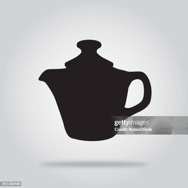 black teapot icon 7 - tea kettle stock illustrations