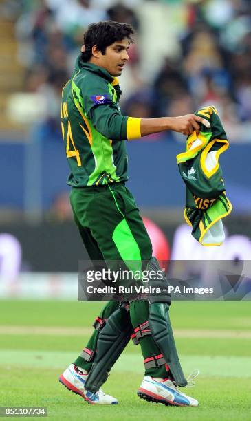 Pakistan's Umar Amin during the ICC Champions Trophy match at Edgbaston, Birmingham.