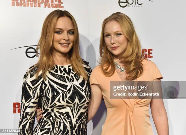 Actors Heather Graham and Molly Quinn attend the premiere of Epic Pictures Releasings' "Last Rampage" at ArcLight Cinemas on September 21, 2017 in...