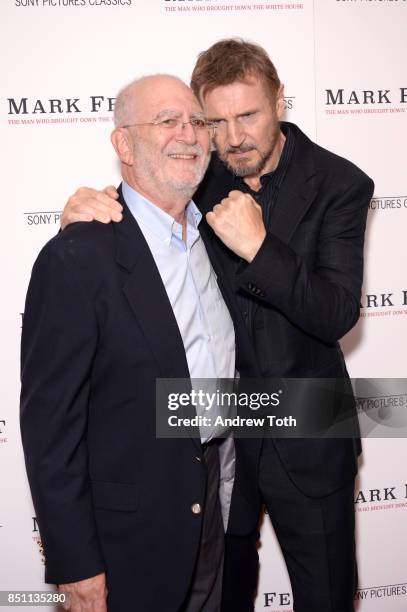 Leonard Lopate and Liam Neeson attend "Mark Felt The Man Who Brought Down The White House" New York premiere at the Whitby Hotel on September 21,...