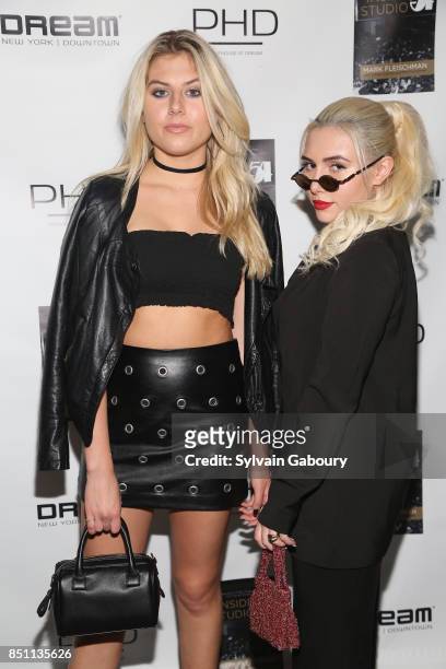 Chandler Swift and Meredith Schott attend Mark Fleischman and Friends Celebrate "Inside Studio 54" at PH-D Rooftop Lounge at Dream Downtown on...