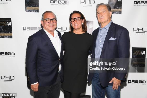 George Ledes, Christine Leeds and Byron Hero attend Mark Fleischman and Friends Celebrate "Inside Studio 54" at PH-D Rooftop Lounge at Dream Downtown...