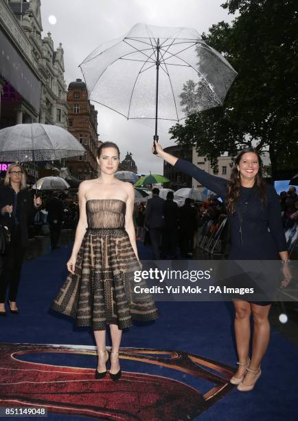 Amy Adams arriving in the pouring rain for the European premiere of Man of Steel at the Odeon Leicester Square, London