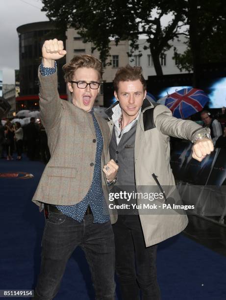 Tom Fletcher and Danny Jones arriving for the European premiere of Man of Steel at the Odeon Leicester Square, London