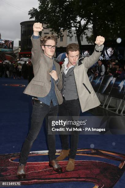 Tom Fletcher and Danny Jones arriving for the European premiere of Man of Steel at the Odeon Leicester Square, London