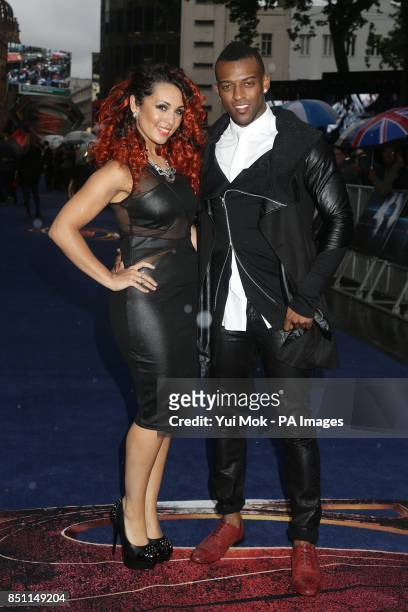 Oritse Williams and girlfriend Aimee arriving for the European premiere of Man of Steel at the Odeon Leicester Square, London