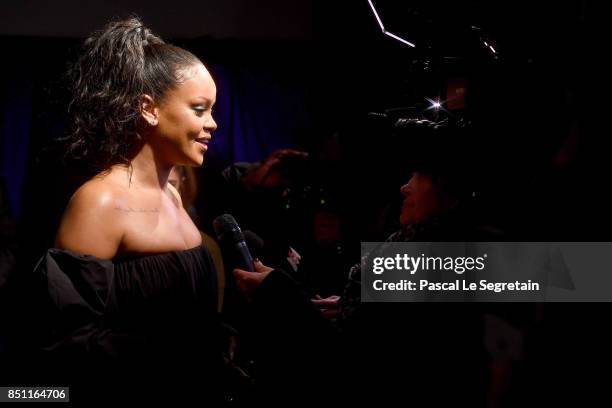 Rihanna attends the Fenty Beauty by Rihanna Paris launch party hosted by Sephora at Jardin des Tuileries on September 21, 2017 in Paris, France.