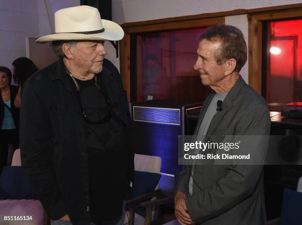 Pedal Steel Guitar Player Lloyd Green with Singer/Songwriter Bobby Bare attend Country Music Hall and Museum presents Hit-Makers Reflect At Historic...
