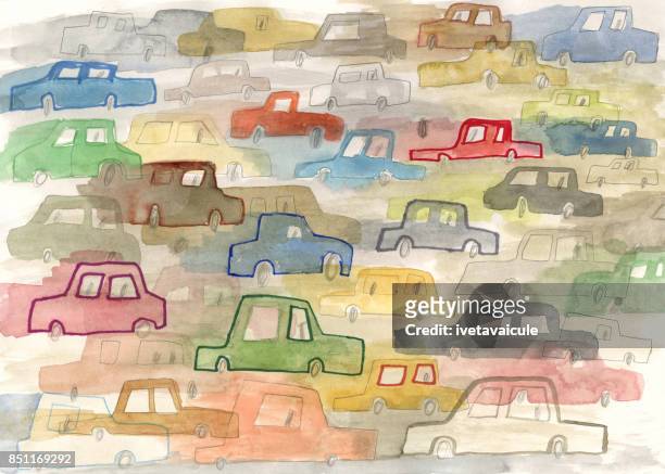 stockillustraties, clipart, cartoons en iconen met auto's in beweging patroon - yellow taxi