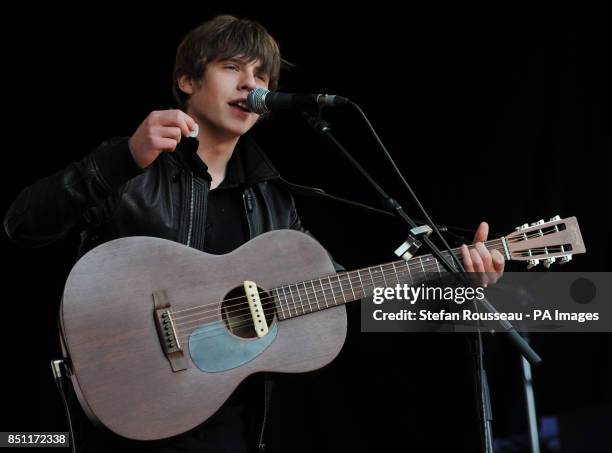 Jake Bugg performs outside Tate Modern, London, as part of a series of live music events organised by agit8 to raise awareness of their campaign to...