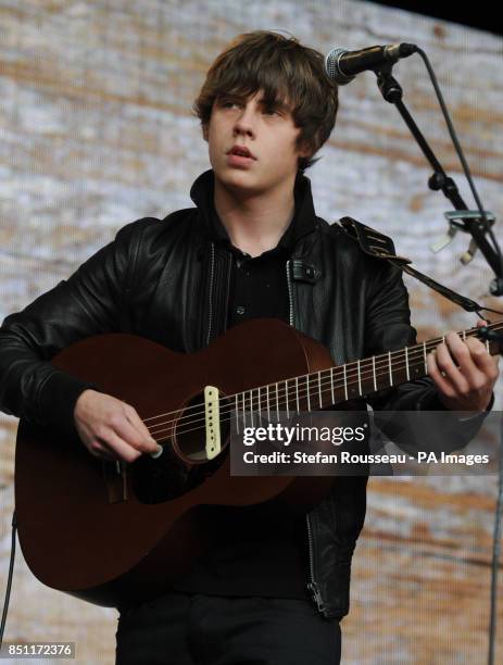 Jake Bugg performs outside Tate Modern, London, as part of a series of live music events organised by agit8 to raise awareness of their campaign to...