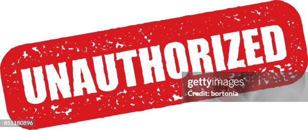 red rubber stamp icon on transparent background - unauthorized stock illustrations