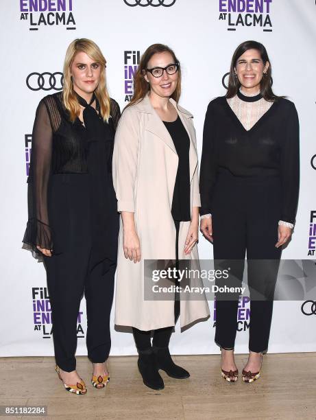 Kate Mulleavy, Jennifer Cochis and Laura Mulleavy attend the Film Independent at LACMA screening and Q+A of "Woodshock" at LACMA on September 21,...