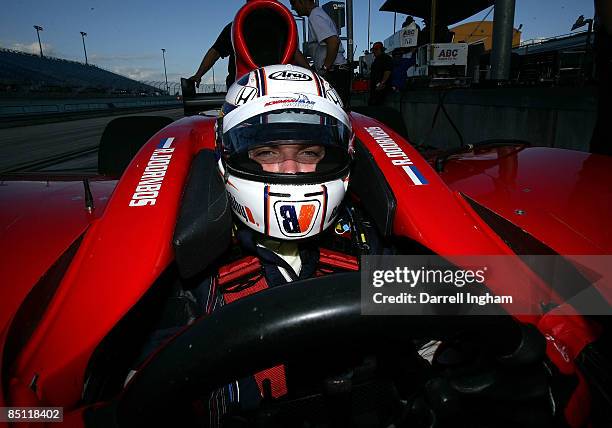 Robert Doornbos of the Netherlands sits aboard the Newman Haas Lanigan Racing Dallara Honda during the IRL IndyCar Series Spring Testing at the...