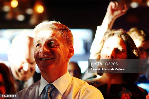 National Party leader Bill English arrives at the Viaduct Harbour on September 22, 2017 in Auckland, New Zealand. Voters head to the polls on...