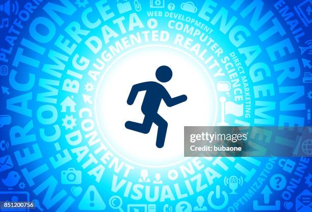 jogging icon on internet modern technology words background - marathon and usa stock illustrations