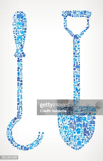 rake & shovel construction industry vector icon pattern - sledgehammer stock illustrations