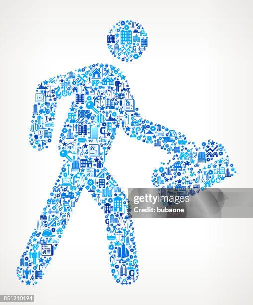 walking & toolbox construction industry vector icon pattern - construction worker walking stock illustrations