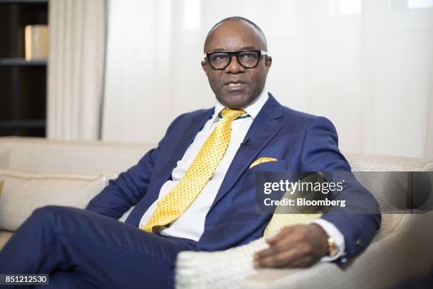 Emmanuel Ibe Kachikwu, Nigeria's petroleum and resources minister, speaks during a Bloomberg Television interview in Vienna, Austria, on Friday,...