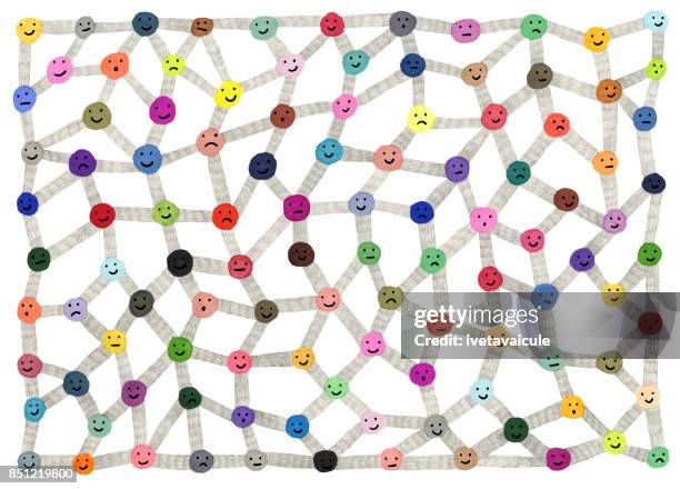 bildbanksillustrationer, clip art samt tecknat material och ikoner med abstrakt mönster av ansikten och prick till prick på vit bakgrund - connect the dots engelskt uttryck