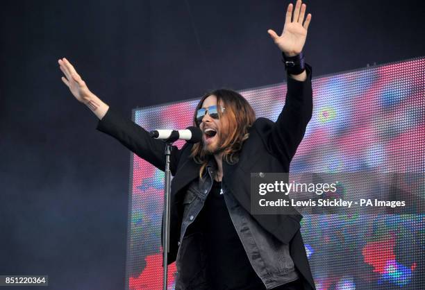 Jared Leto of 30 Seconds to Mars performs during day three of the Download Festival at Castle Donington.