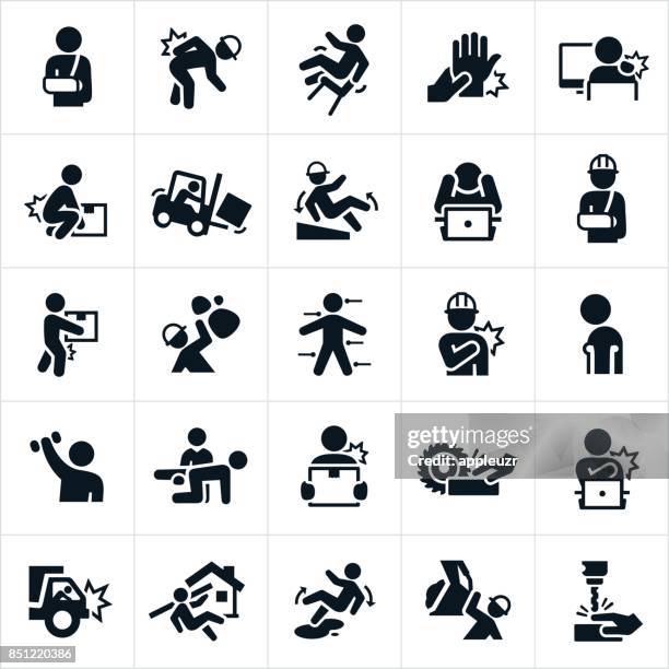 workplace injury icons - injured stock illustrations