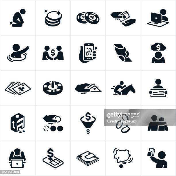 stockillustraties, clipart, cartoons en iconen met wedden en gokken pictogrammen - speelfiche