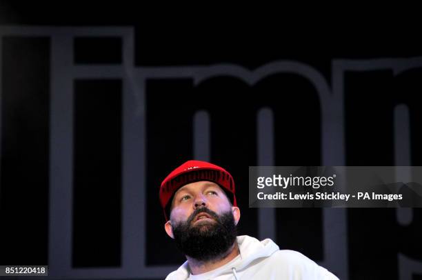 Fred Durst of Limp Bizkit performs during the Download Festival at Castle Donington.