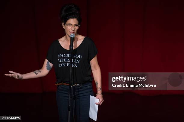 Comedian Laura Silverman performs onstage at Beef Relief - a special benefit for the International Rescue Committee at Largo on September 21, 2017 in...